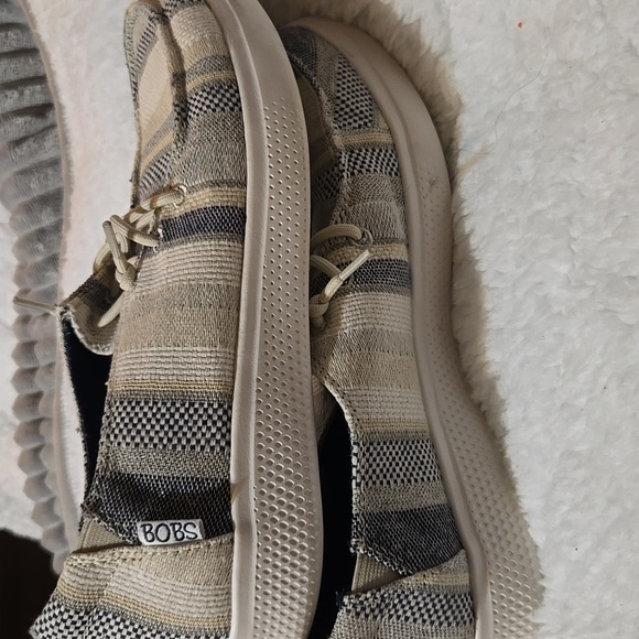 BOBS from Skechers Striped Flats - Cream and Black - Picture 7 of 8